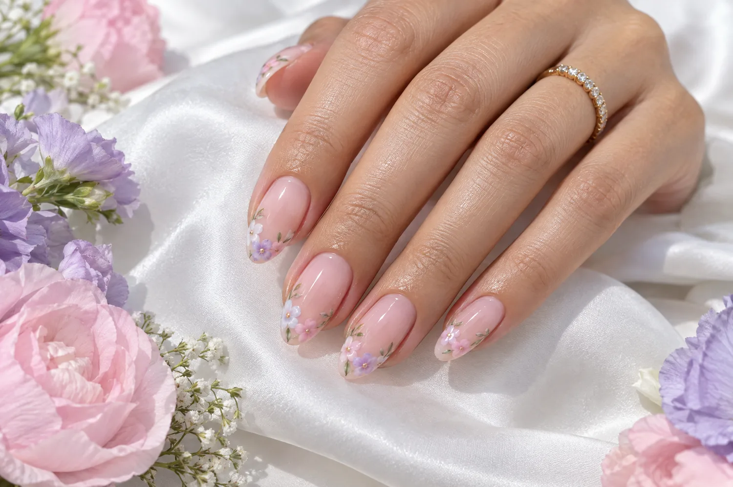 Fleurs pastel — après | Chez Naima Nail's