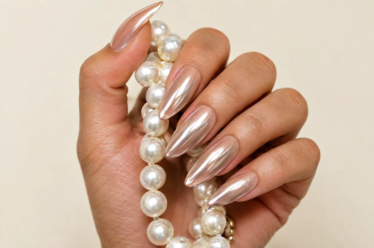 Nude effet miroir | Chez Naima Nail's
